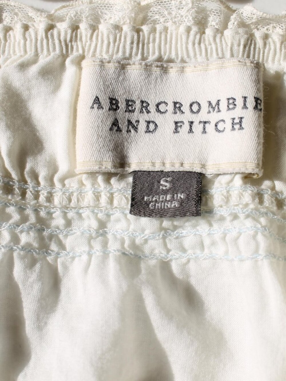 Vintage Abercrombie & Fitch Y2K Babydoll Cami Lace Trim Cream Coquette Size S - Picture 3 of 6